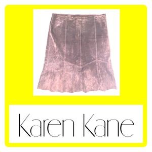 100% Suede Leather Brown Karen Kane Skirt
